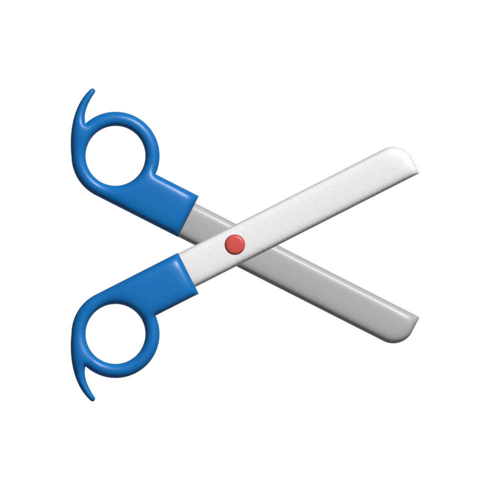 ícone de renderização de ilustração de objeto 3d de tesoura isolado png