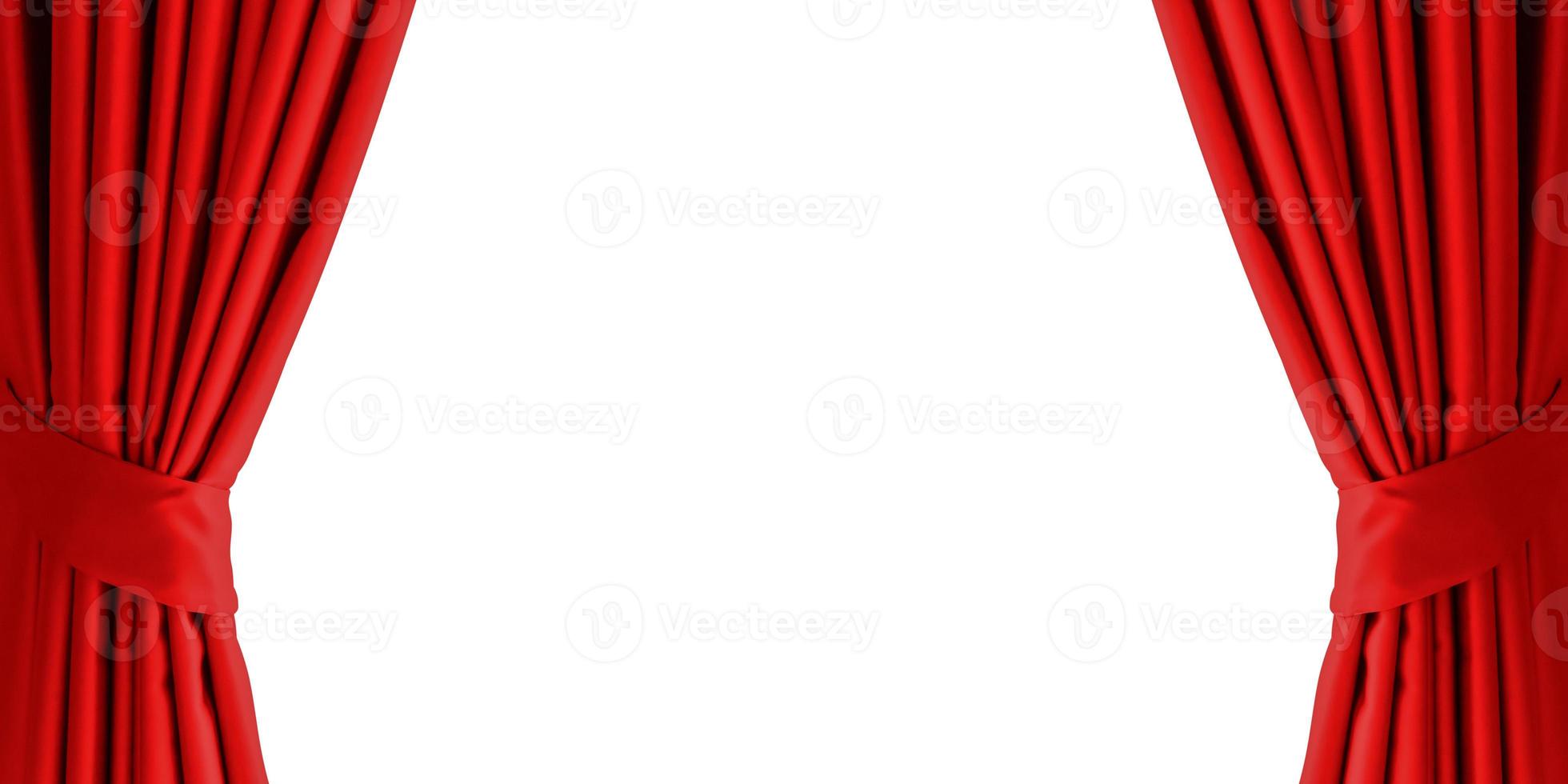 Red Curtain window isolated on white background photo
