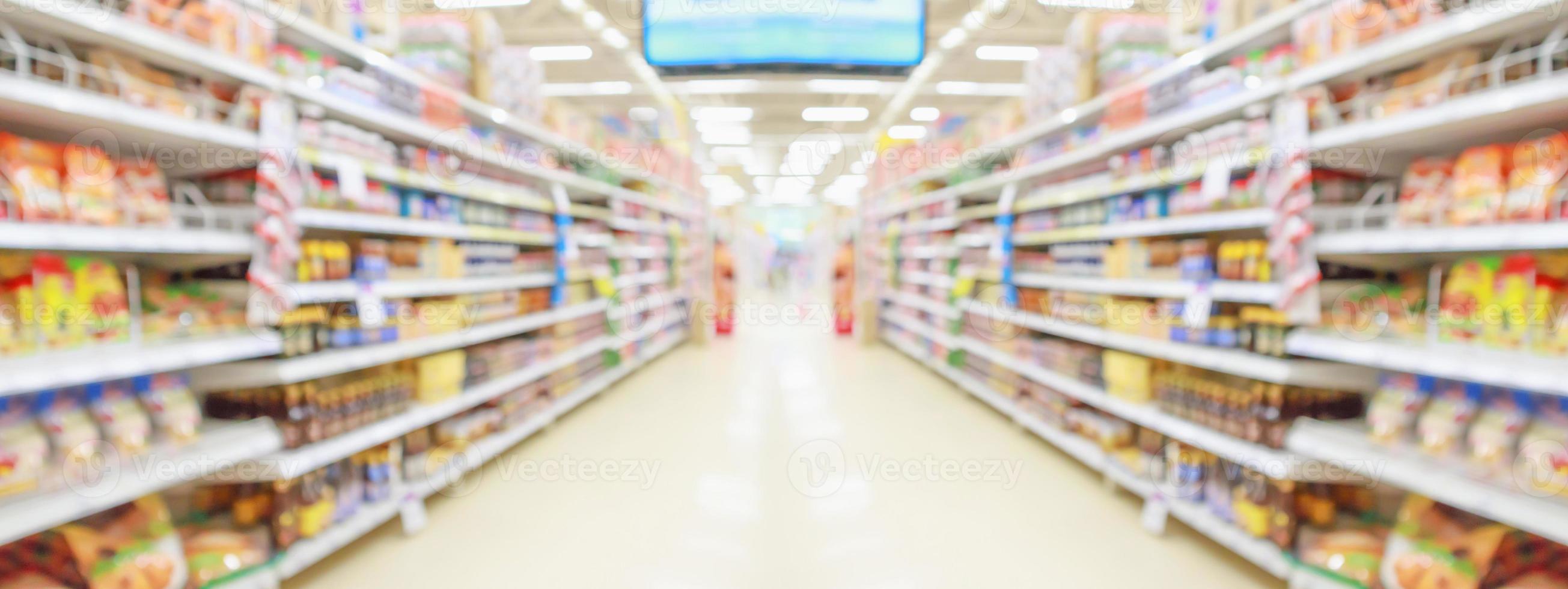 Supermercado tienda pasillo interior abstracto fondo borroso foto