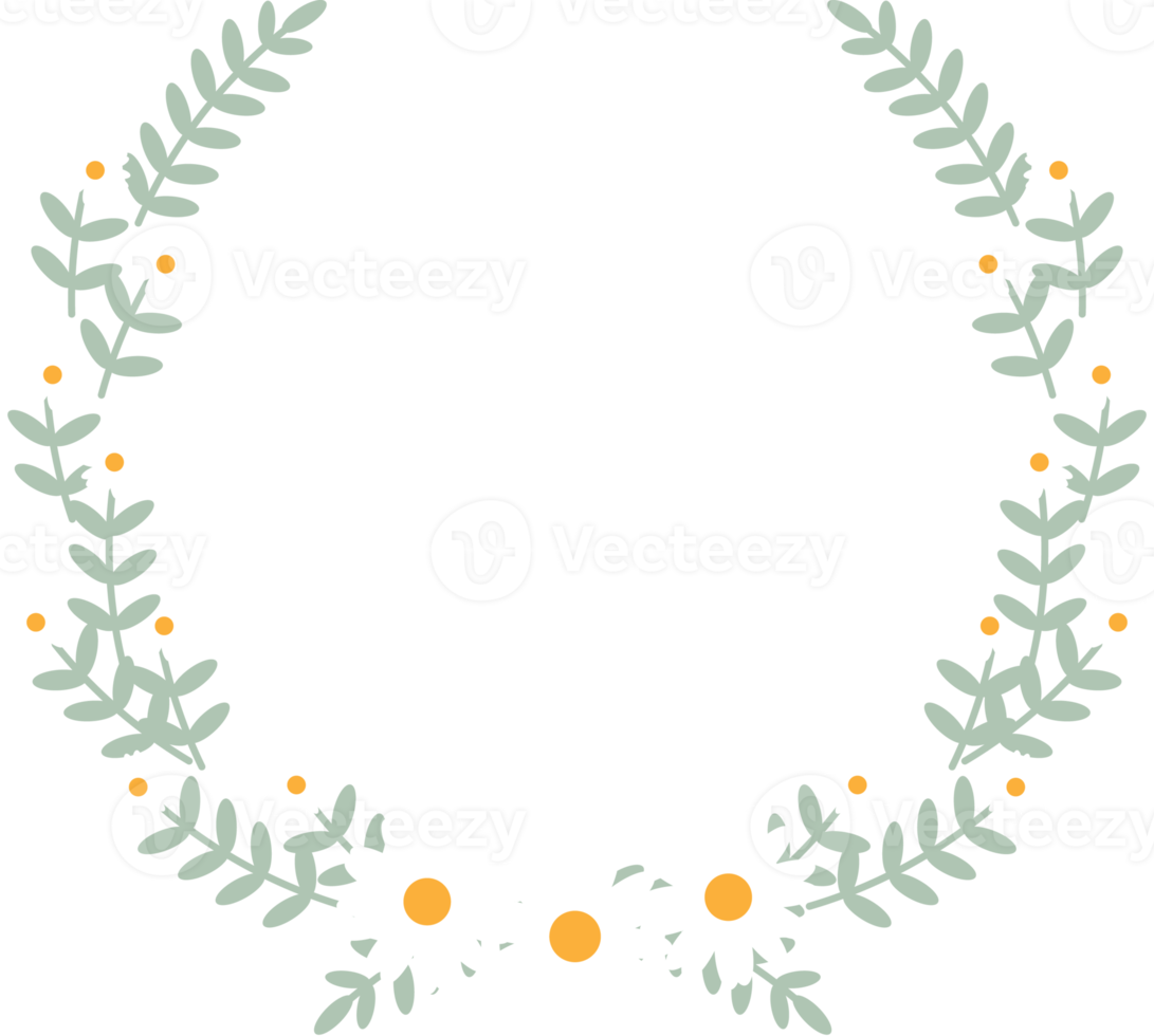 cute flat style white daisy flower wreath frame png