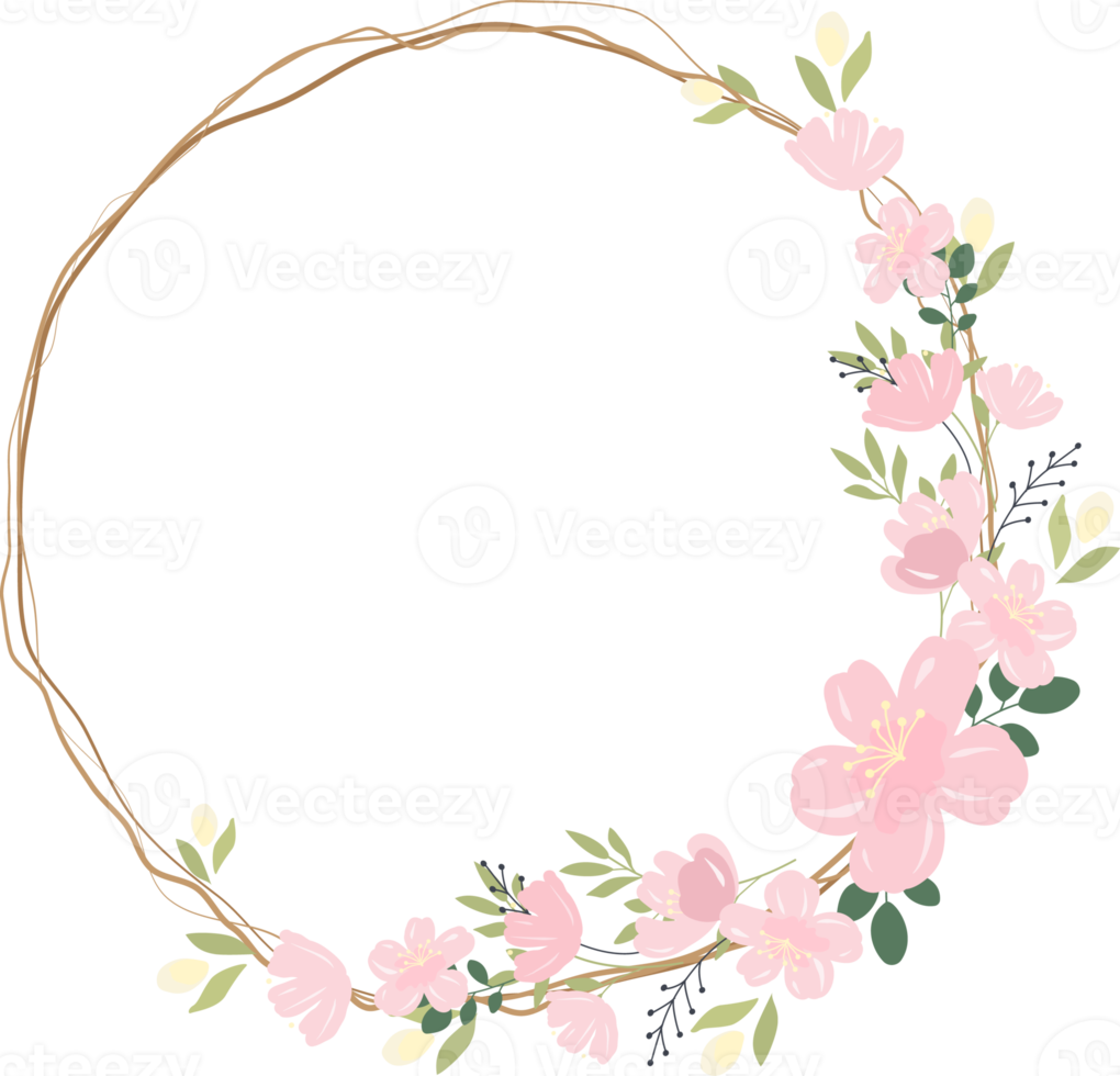 beautiful pink sakura or cheery blossom flower wreath frame 12805703 PNG