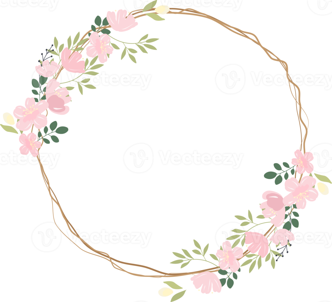 hermoso marco de corona de flores de sakura rosa o flor alegre png