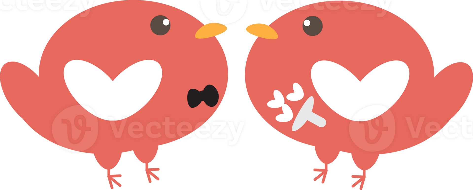 schattig vlak rood liefde vogelstand bruid en bruidegom png