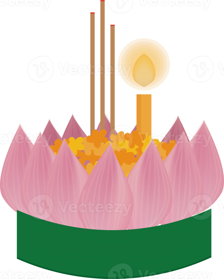 schwimmende blumen loy krathong elemente des thailändischen festivals der lotusblume png