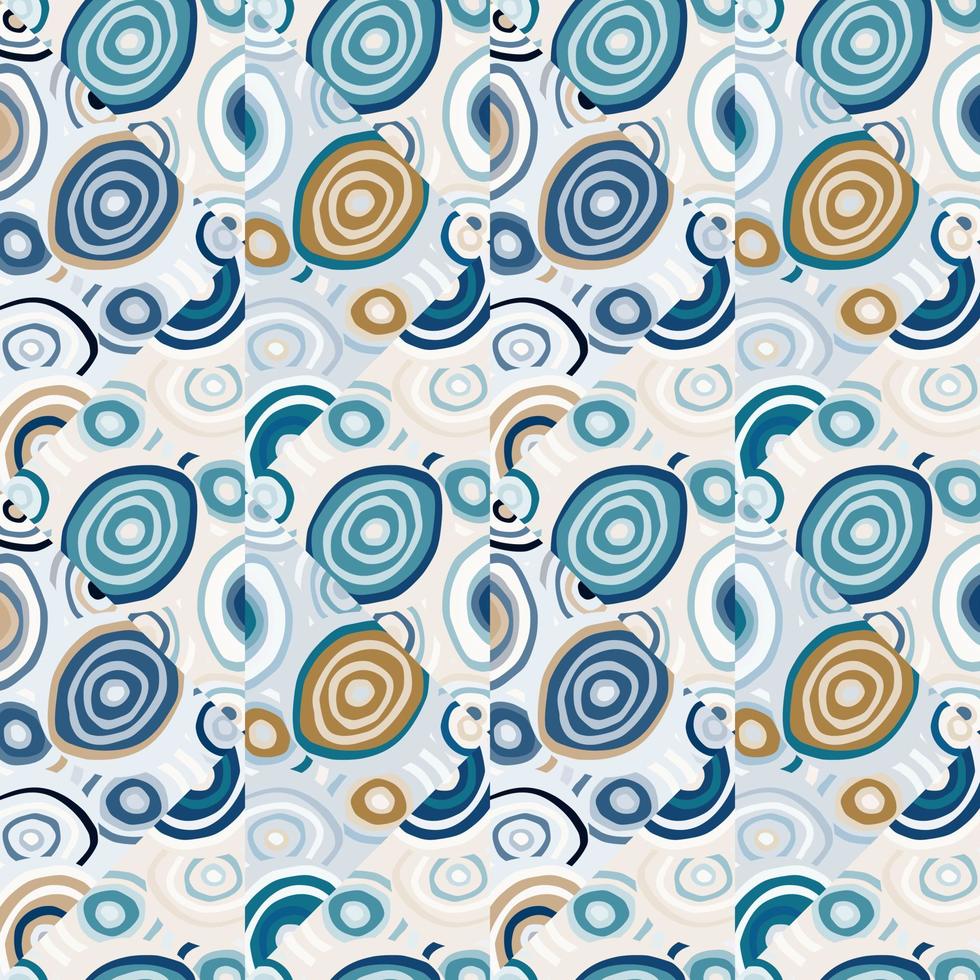 Decorative abstract mosaic ornament. Kaleidoscope seamless pattern. Hand drawn circle shapes wallpaper. vector