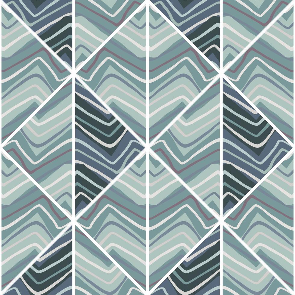 Fondo de pantalla sin fin de azulejos lineales dibujados a mano. patrón sin costuras de mosaico de ondas en zigzag abstracto. ornamento de línea vintage vector