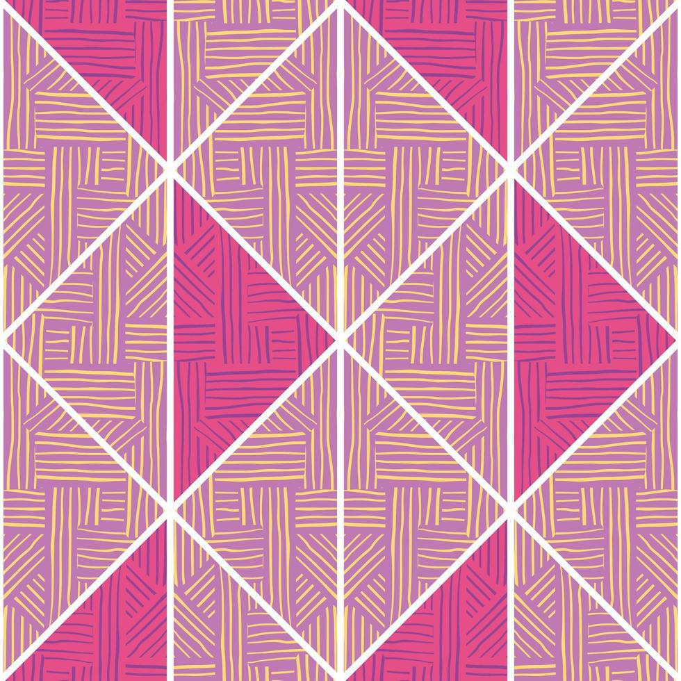Tribal lines mosaic seamless pattern. Creative stripes vintage ornament. Abstract geometric ethnic tile. vector