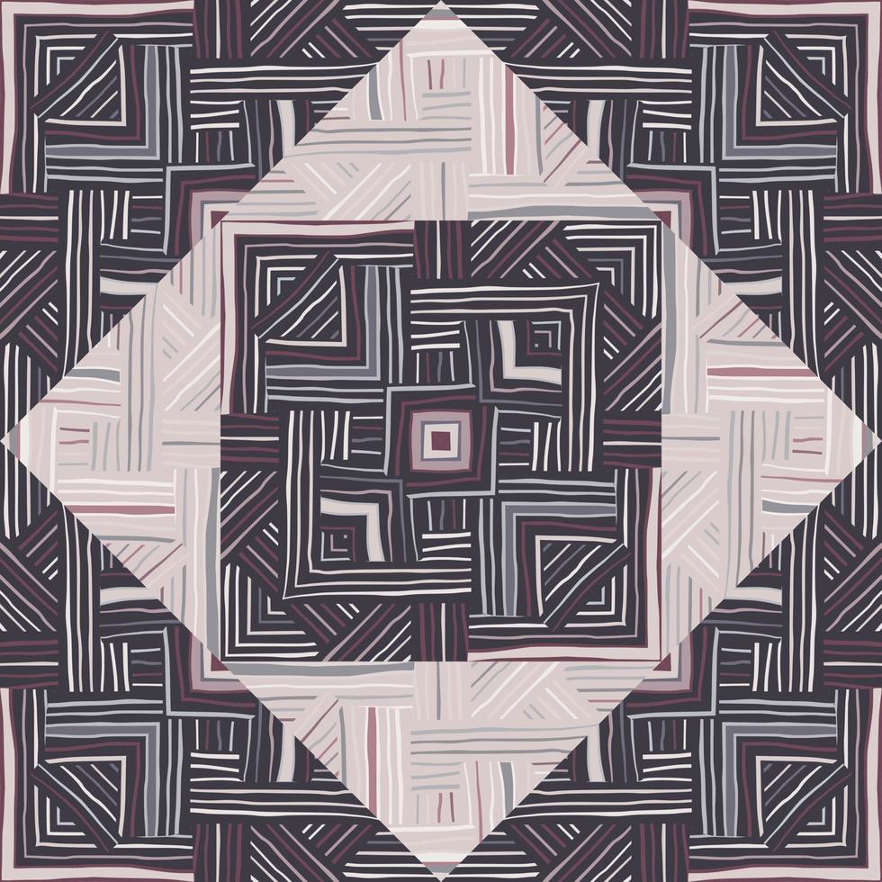 Creative stripes vintage ornament. Tribal lines mosaic seamless pattern. Abstract geometric ethnic tile vector