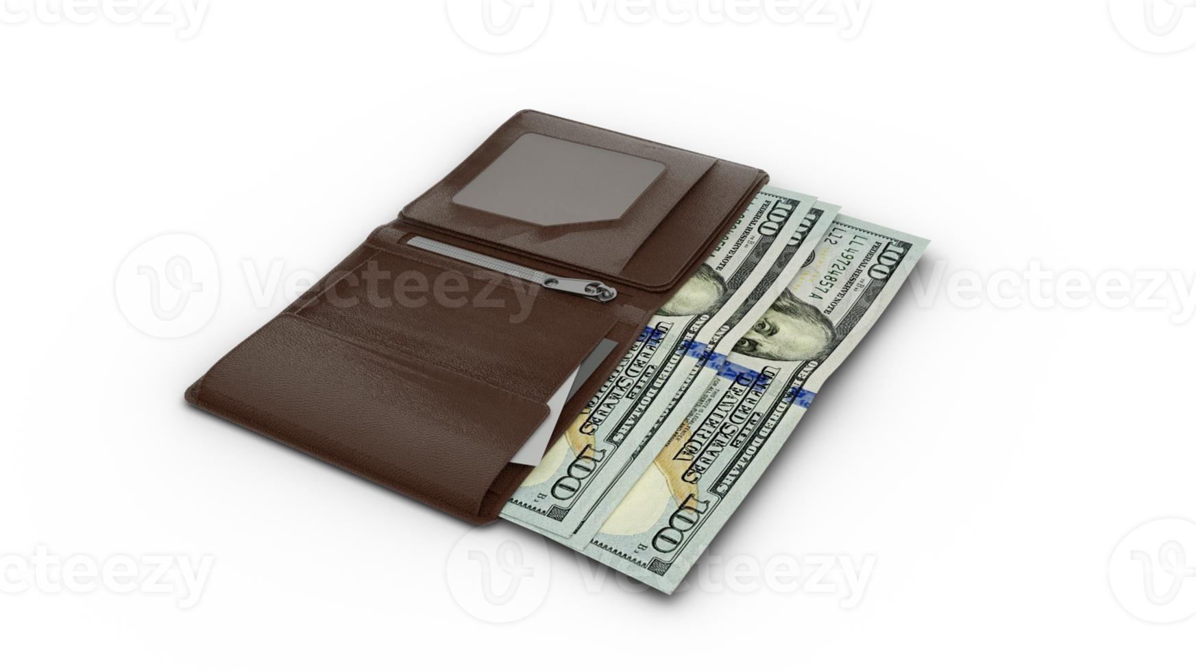 3D-Darstellung von US-Dollar-Noten in der Brieftasche png