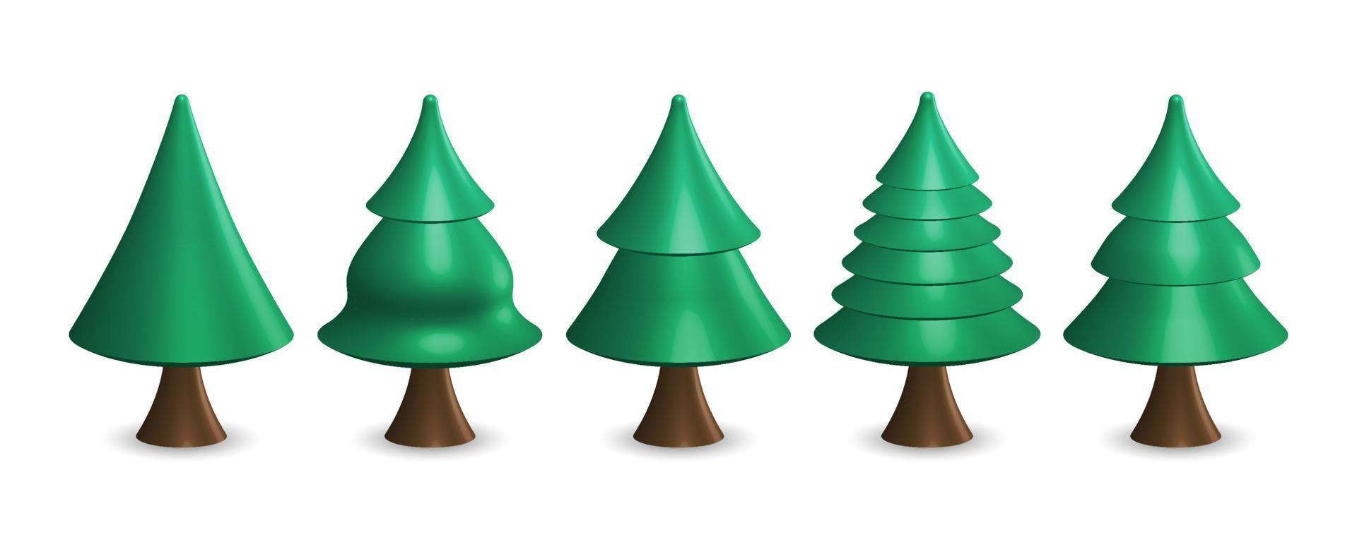 Collection of Christmas Trees on a white background. realistic illustration vector