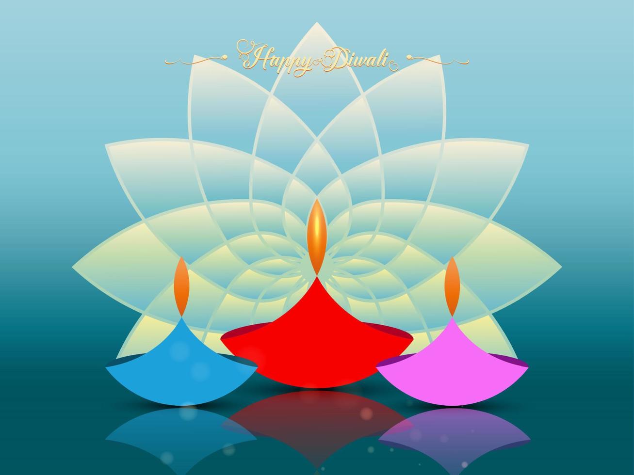 Happy Diwali Festival of Lights India Celebration colorful template. Graphic banner design of Indian Lotus Diya Oil Lamps, Modern Design in vibrant colors. Vector art style, gradient color background