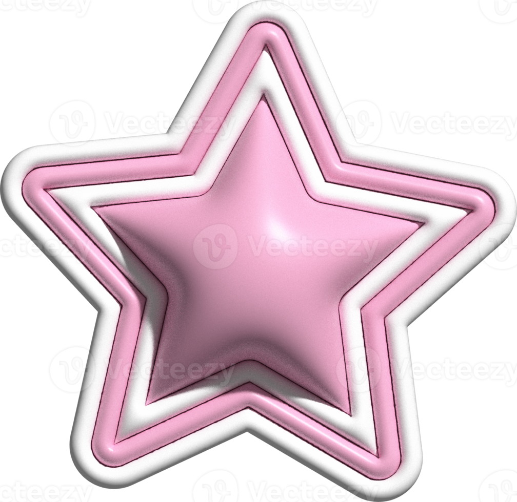 schattig pastel 3d ster decoratie png