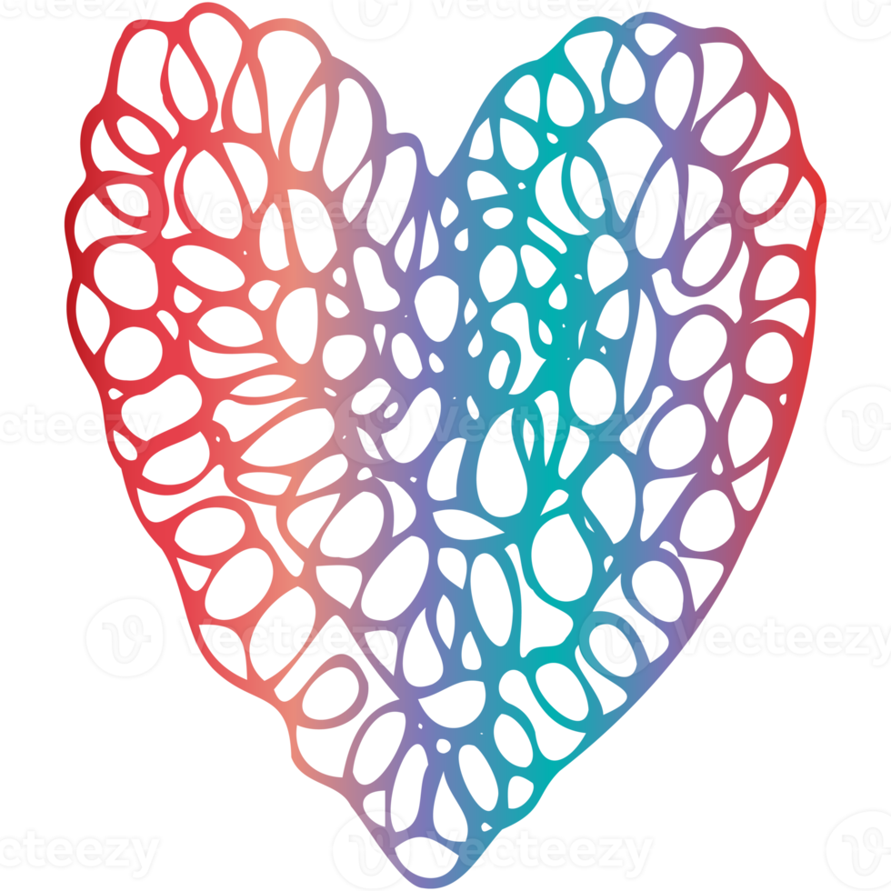 Rainbow simple doodle heart. Transparent PNG clipart for design