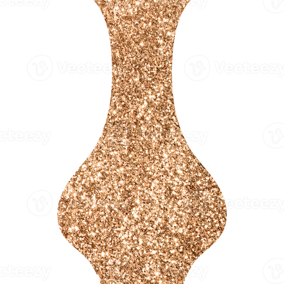 Modern golden boho ceramic vase. Transparent PNG clipart