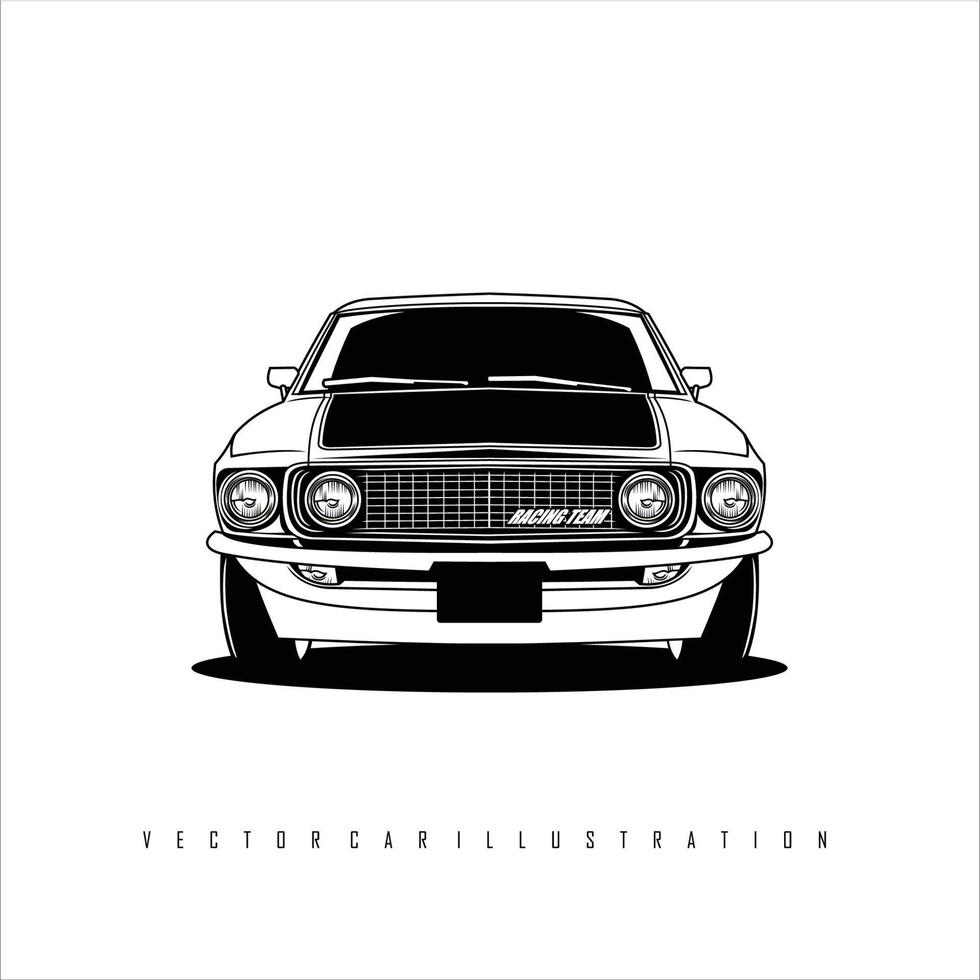 CAR BLACK WHITE ILLUSTRATION vector