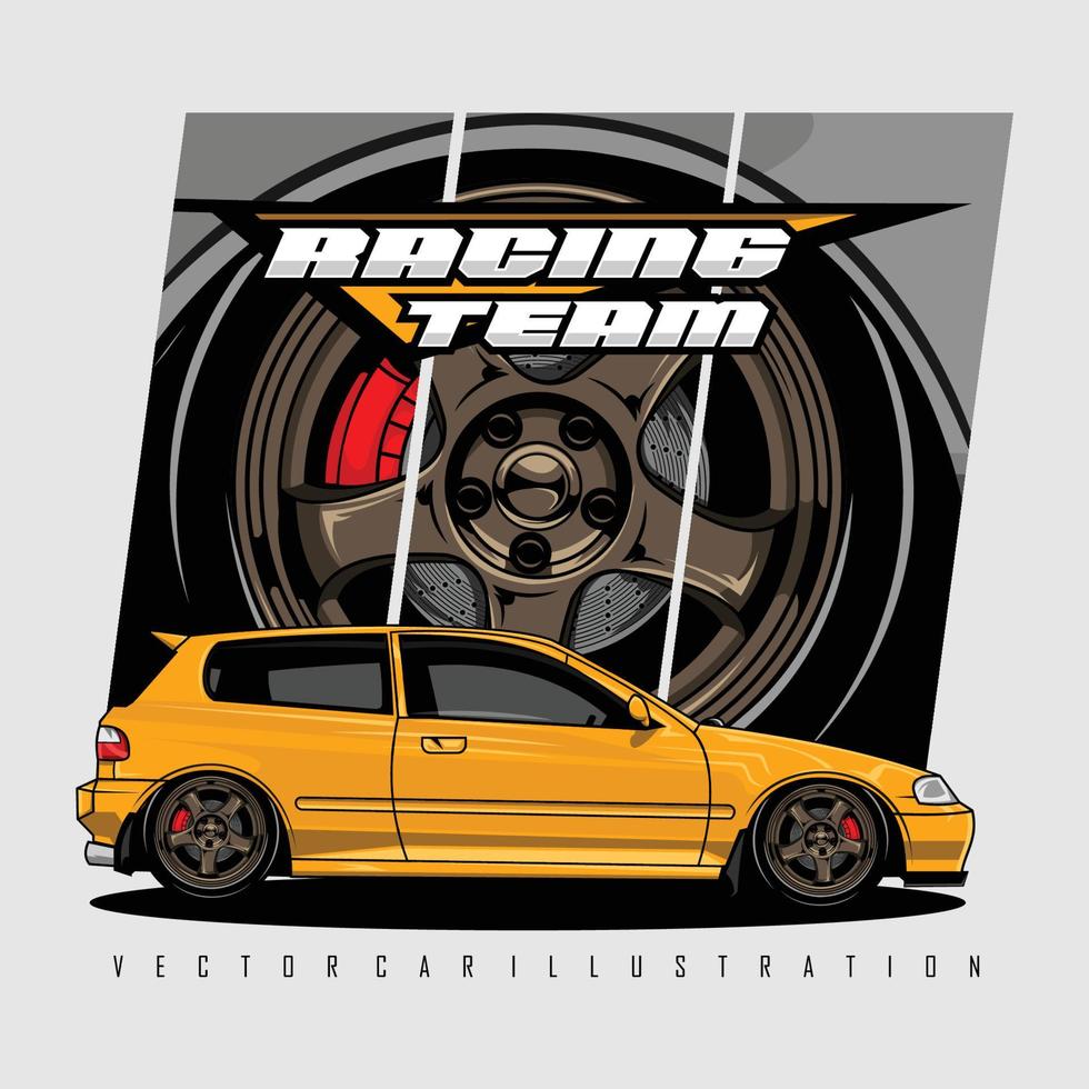 YELLOW CAR ILLUSTRATION, READY FORMAT EPS 10 vector