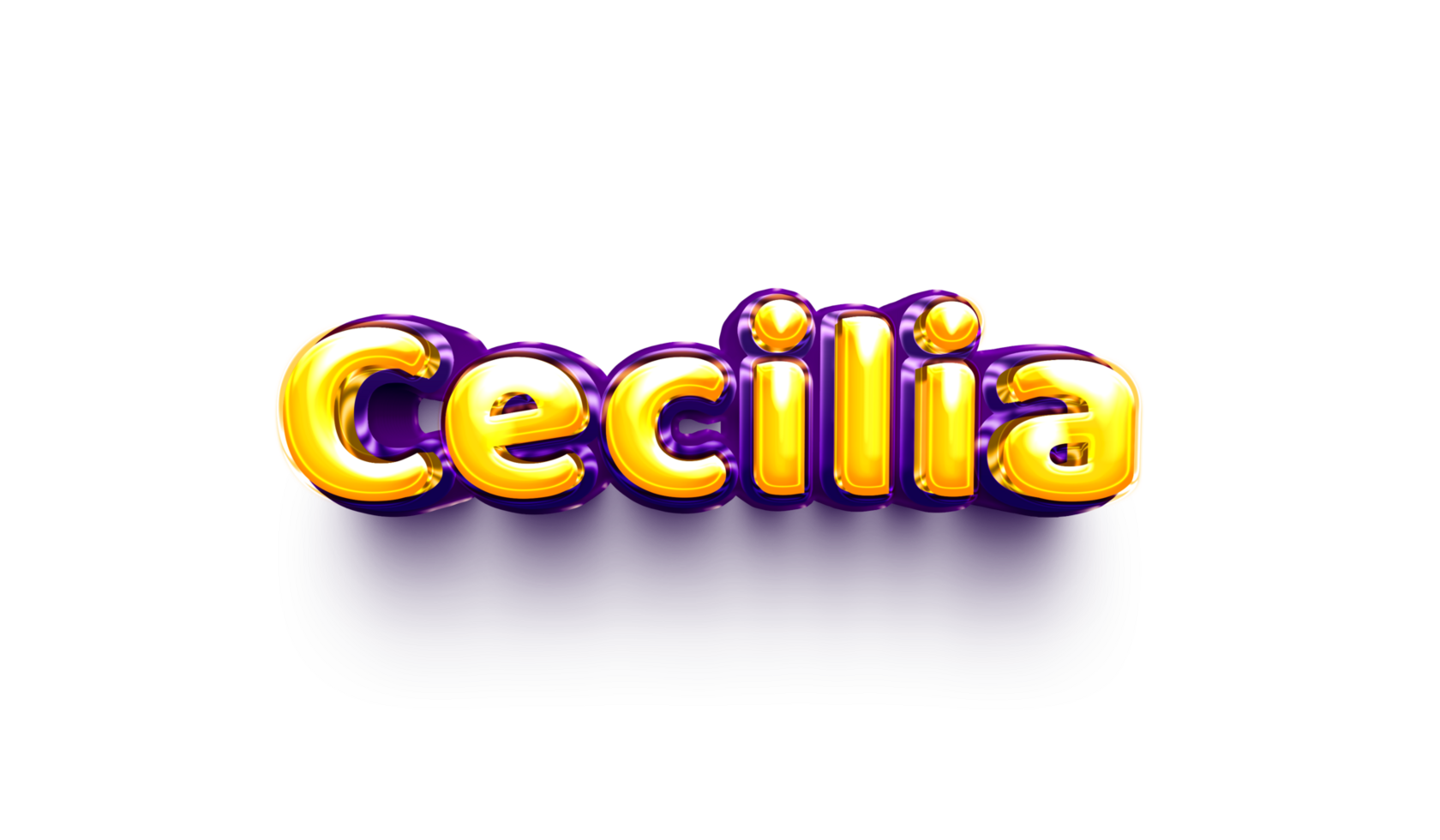 girl name inflated air foil shiny celebration decoration cecilia png