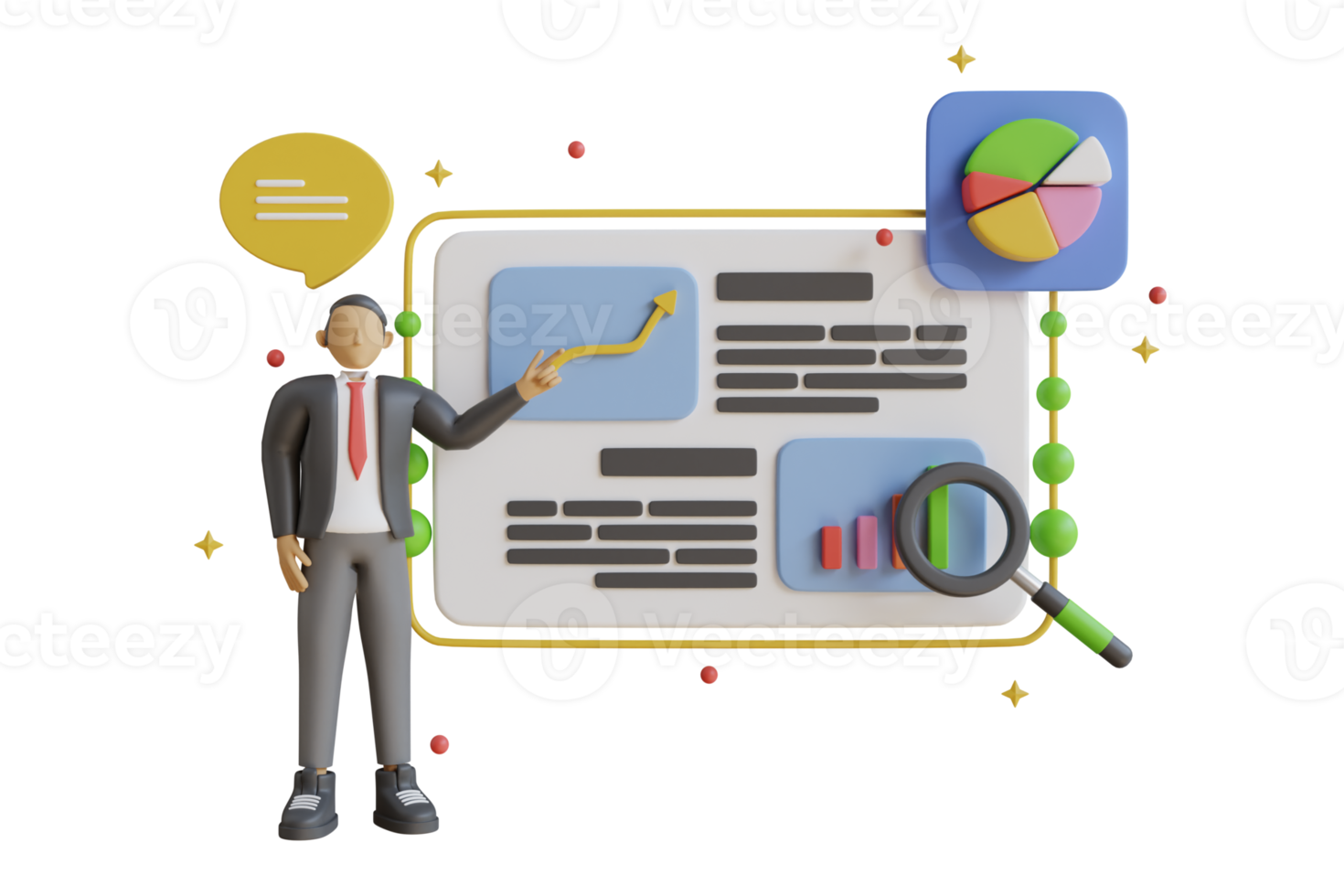 3d Data analytics, dashboard and business finance report. business development report chart. 3d goal for business, finance, money investment. 3d rendering png