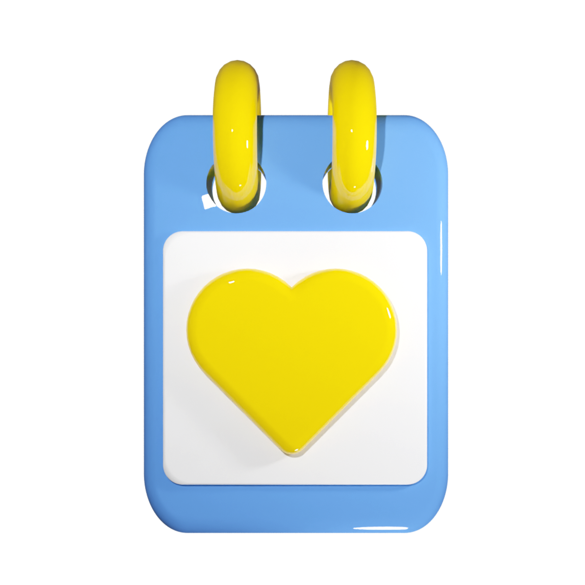 Free 3d render of spiral calendar with big yellow heart save the date