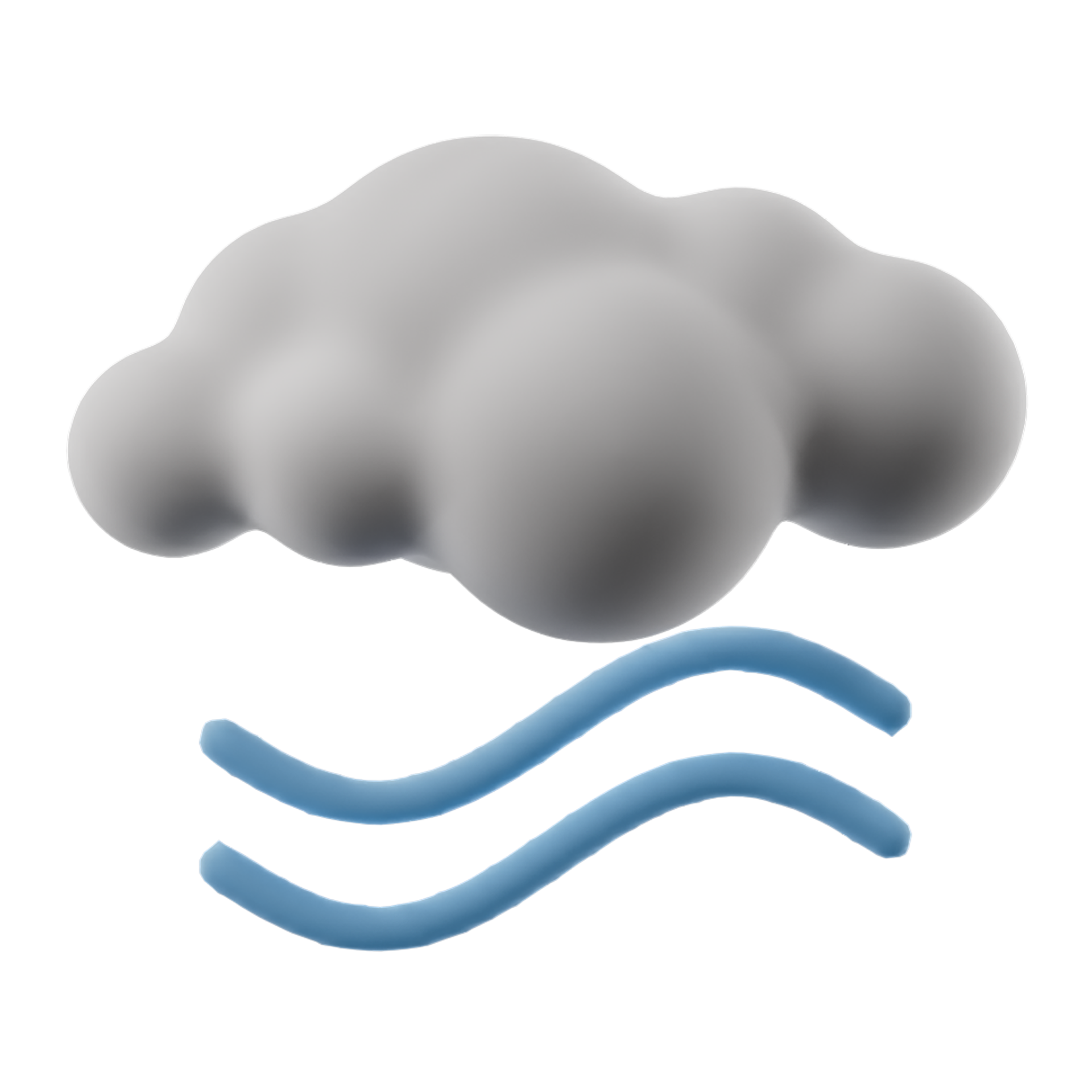3D cartoon weather fog. Cloud and fog sign isolated on transparent