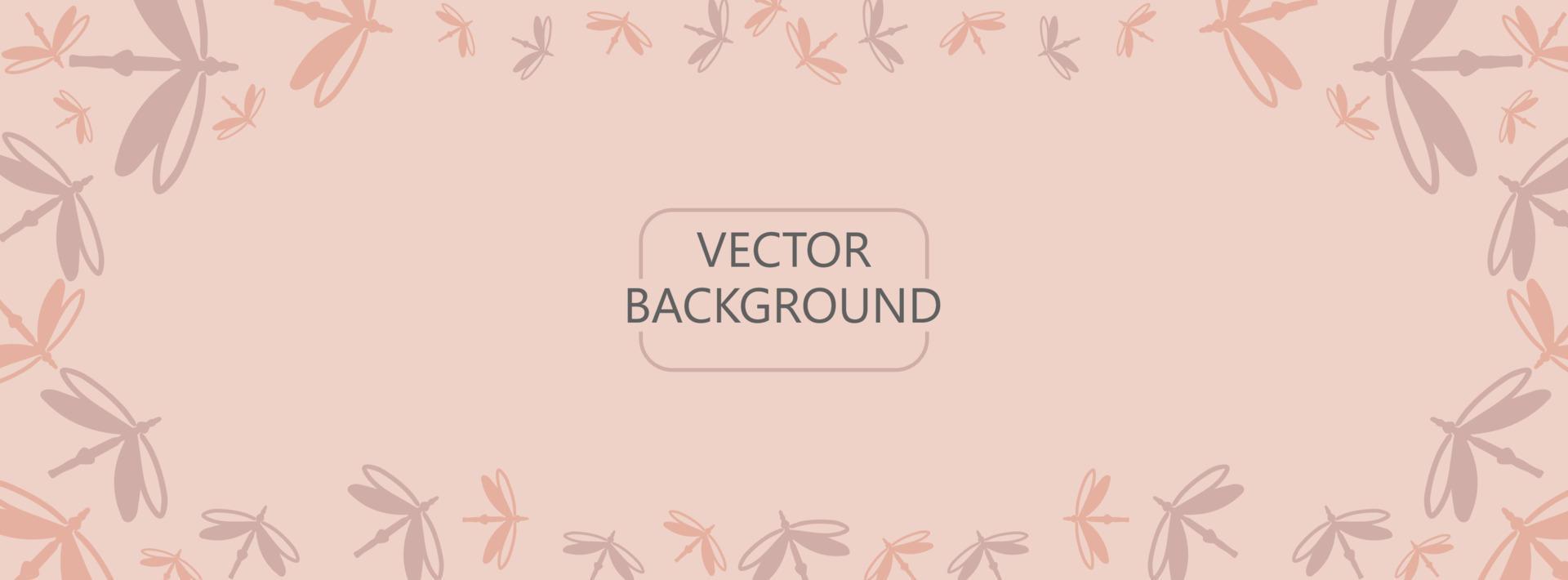 Horizontal background with dragonfly silhouette vector illustration