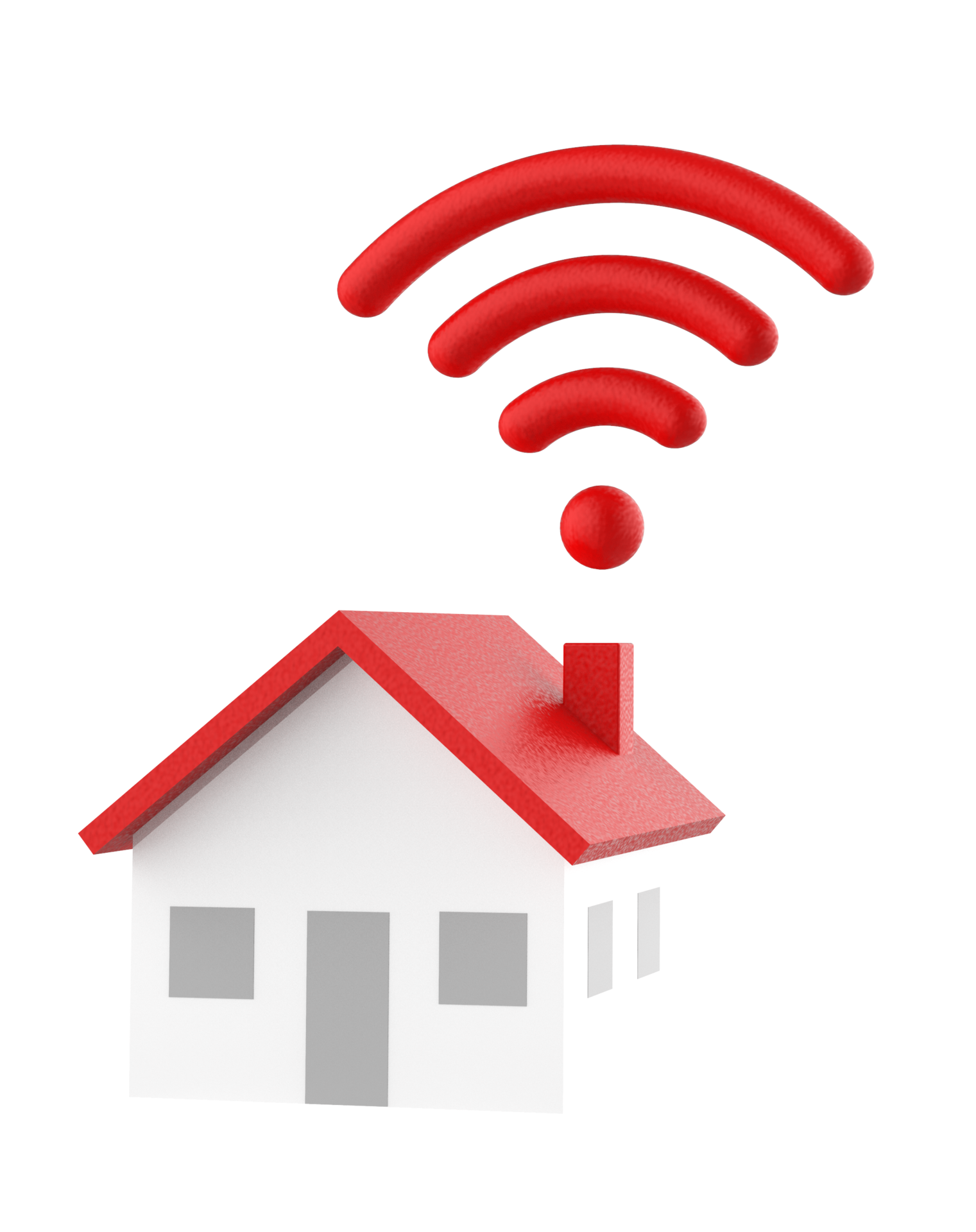 Wifi and house icon isolated on transparent background 3d rendering