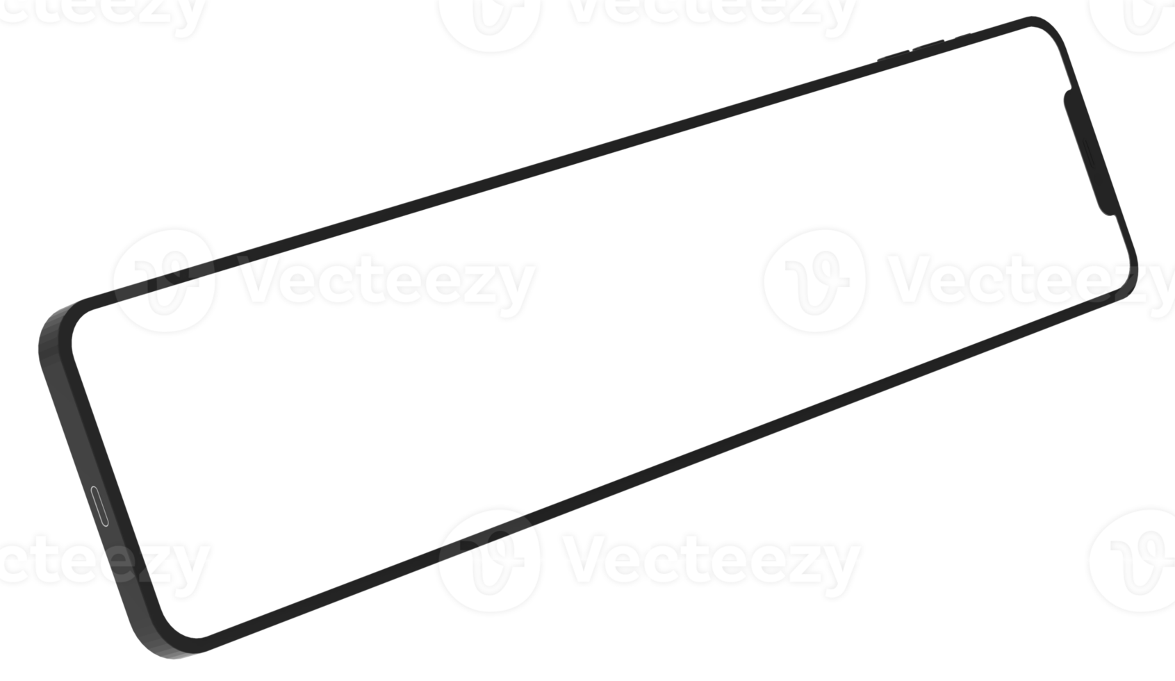 Extreme Long Mobile Phone Template Mockup Isolated on transparent background. png