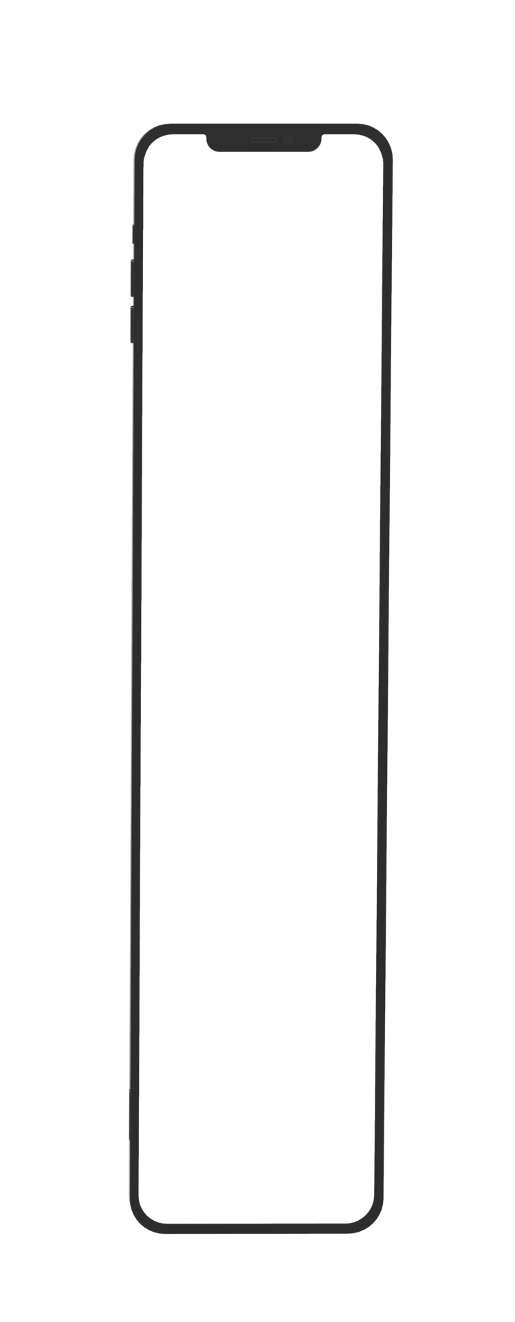 Extreme Long Mobile Phone Template Mockup Isolated on transparent Extreme Long Mobile Phone Template Mockup Isolated on transparent