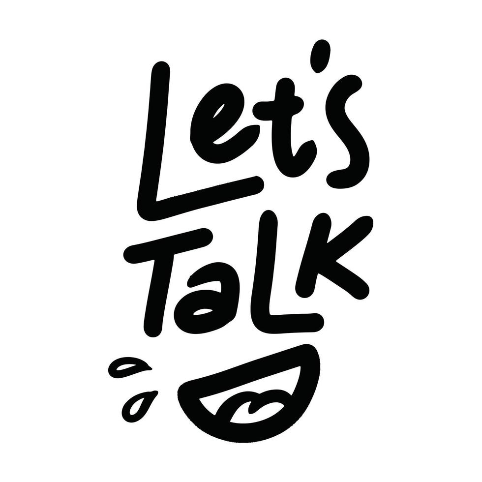 lets talk word text illustration hand drawn for sticker and design element vector