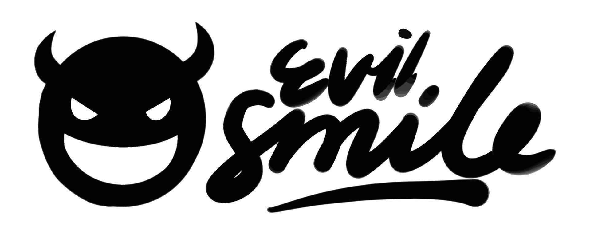 evil smile word text illustration hand drawn for sticker and design element vector