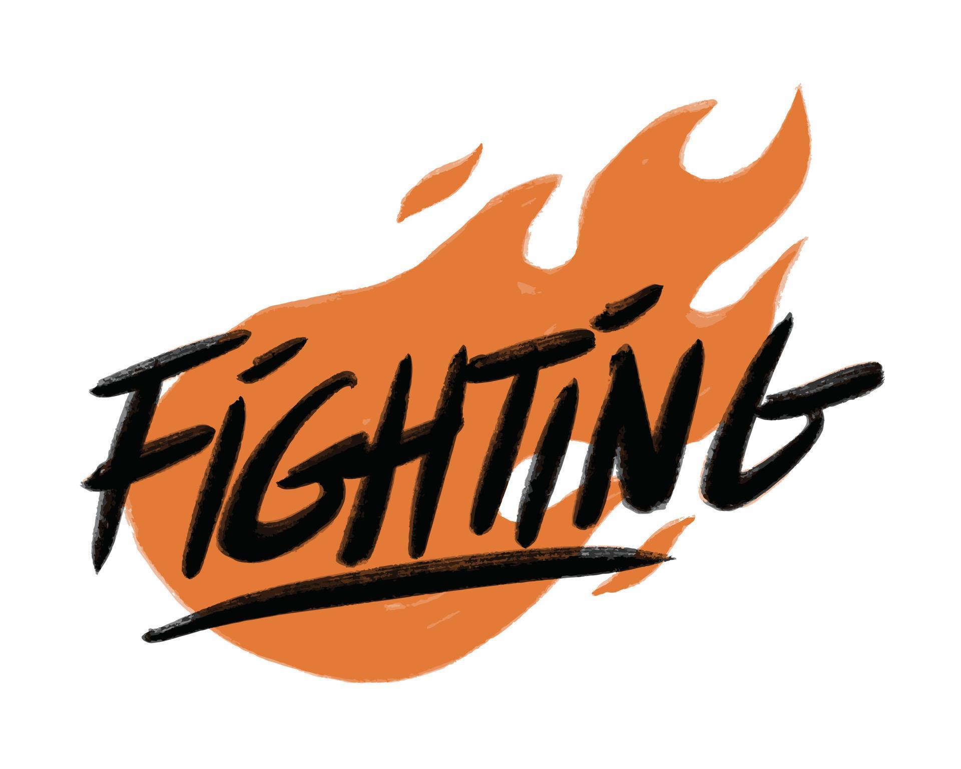 fighting word text illustration hand drawn for sticker and design
