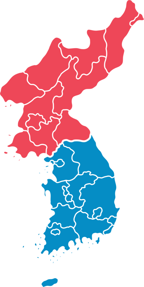 doodle freehand drawing of korea map. png