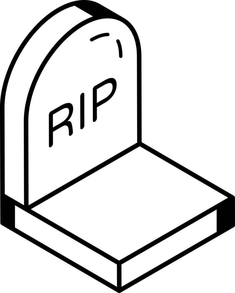 Graveyard stone, spooky rip line icon vector