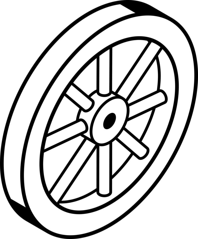 A vintage wheel line icon vector