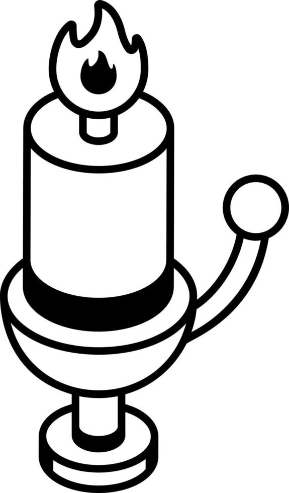 Burning candle stand in linear icon design vector