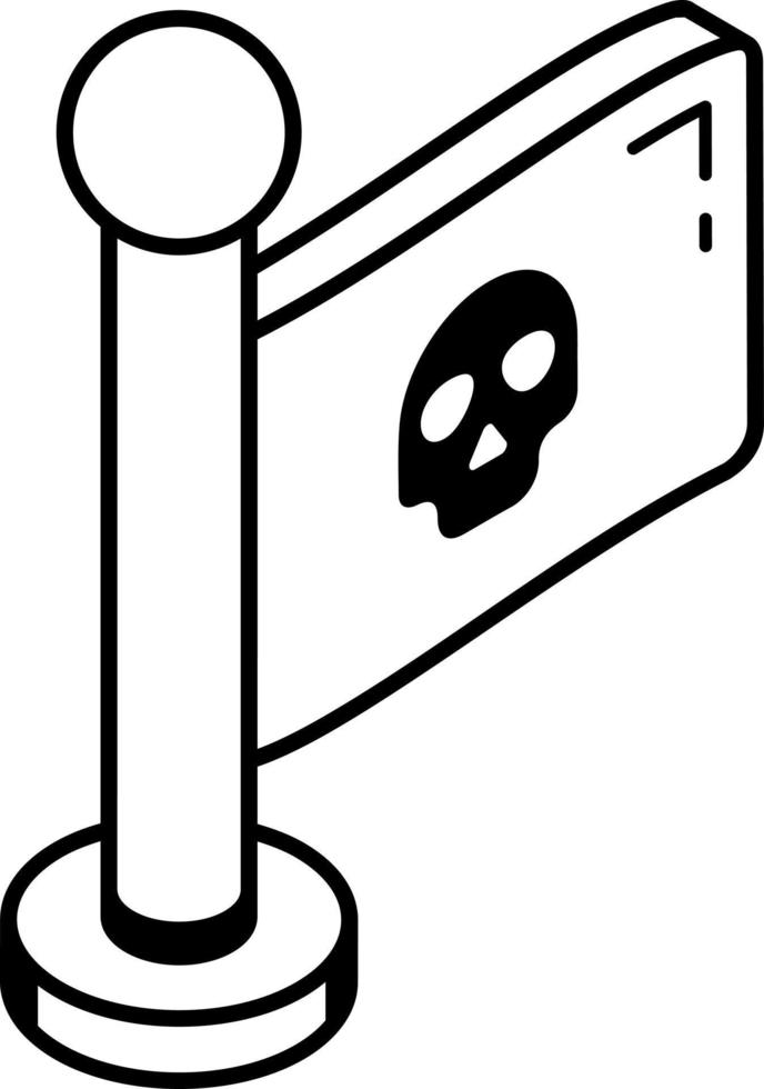 Trendy line icon of a danger flag vector