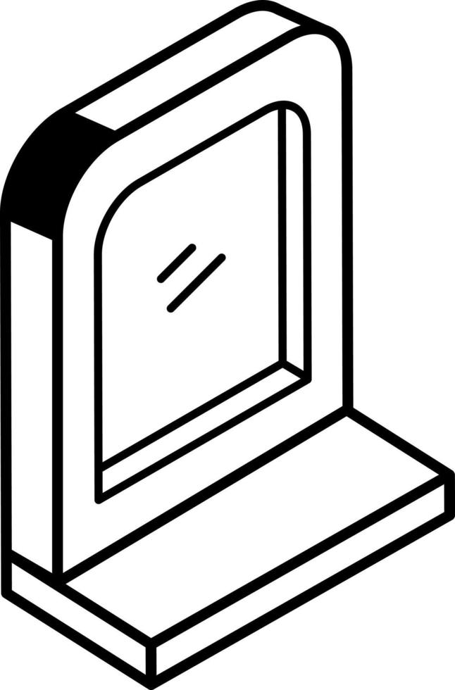 An icon of vanity mirror line isometric vector