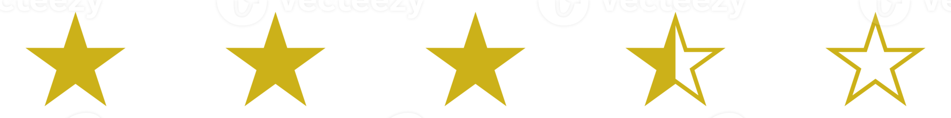 Five Star Sign, 5 Star Rating Icon Symbol for Pictogram, Apps, Website or Graphic Design Element. Format PNG