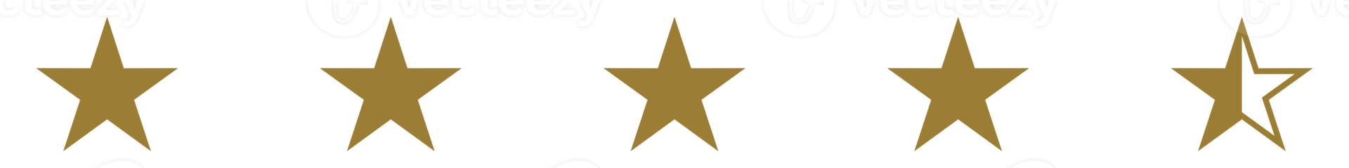 sinal de cinco estrelas, símbolo de ícone de classificação de 5 estrelas para pictograma, aplicativos, site ou elemento de design gráfico. formato png