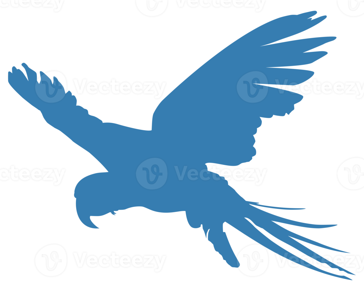 Flying Macaw Bird Silhouette for Logo, Pictogram, Art Illustration, Website or Graphic Design Element. Format PNG