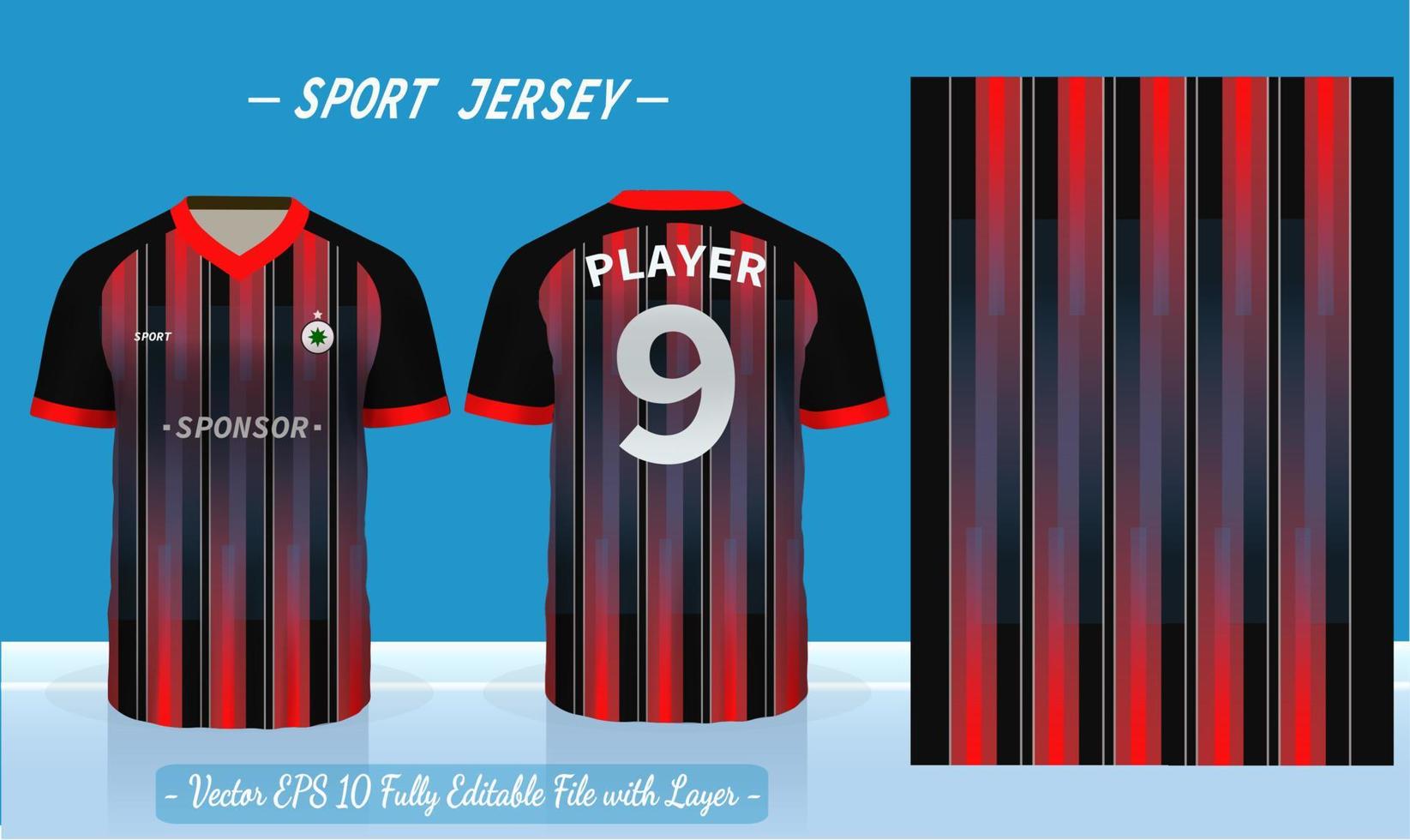 T-shirt sport template design for soccer jersey, football kit or basketball, badminton jersey. Sport uniform in front and back view. Sport shirt mock up for sport club. Vector Illustration.