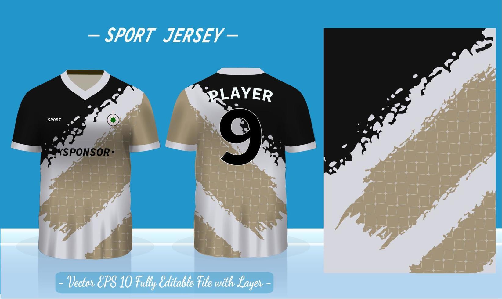 T-shirt sport template design for soccer jersey, football kit or basketball, badminton jersey. Sport uniform in front and back view. Sport shirt mock up for sport club. Vector Illustration.