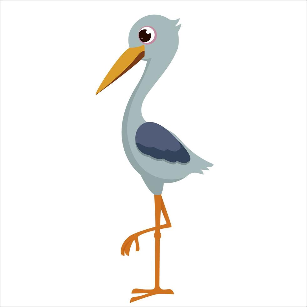 cigüeña animal pájaro lindo estilo de dibujos animados ilustración vector