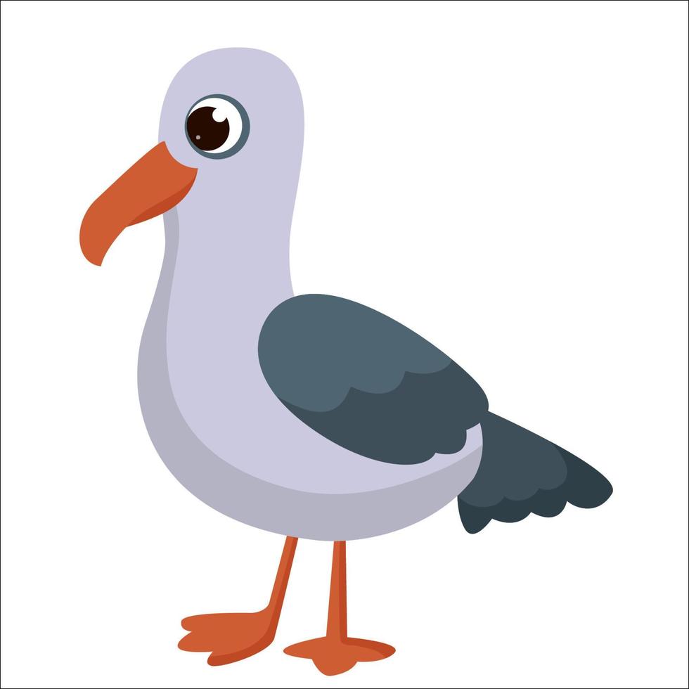 Seagull animal bird cute cartoon style illustration vector