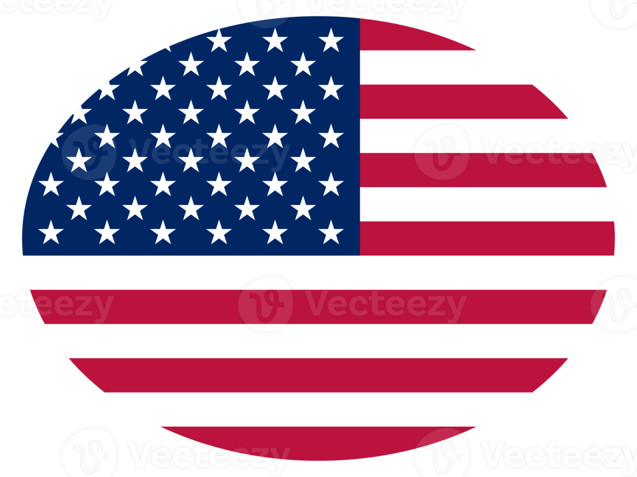 Flag of US, USA Flag, America Flag on the Oval Shape. Format PNG