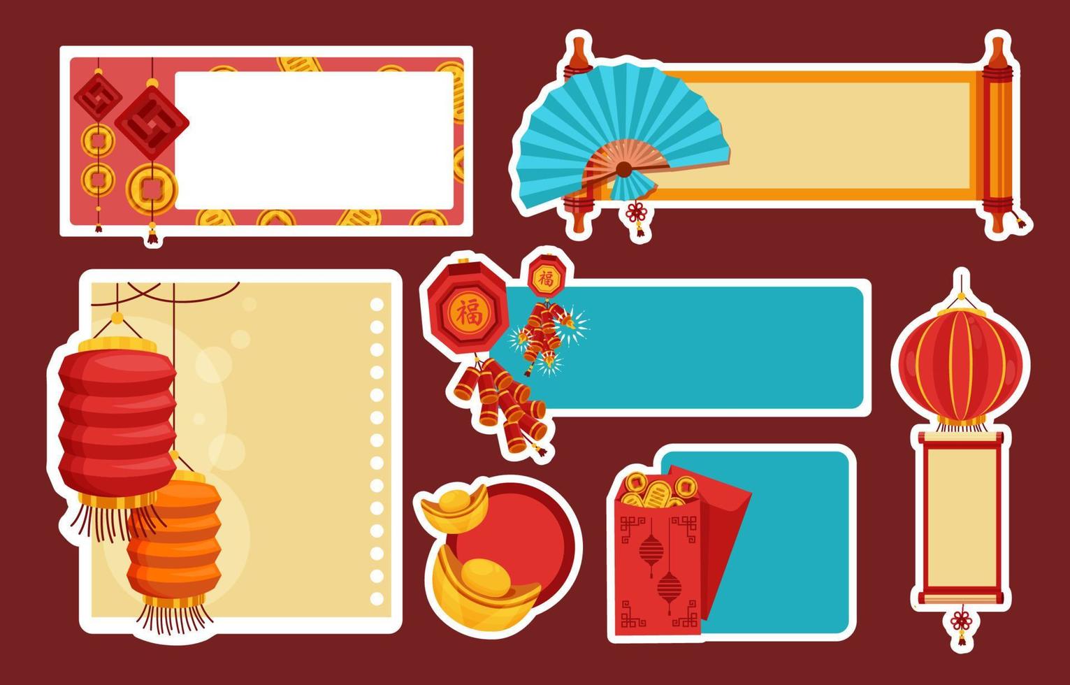 Chinese New Year Journal Sticker Template vector