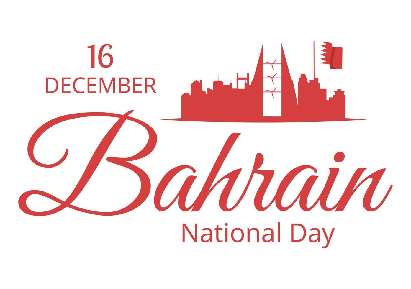 Bahrain National Day or Independence Template Hand Drawn Cartoon Flat Illustration with Wavy Flag in 16th of December Patriotic Holiday Design vector