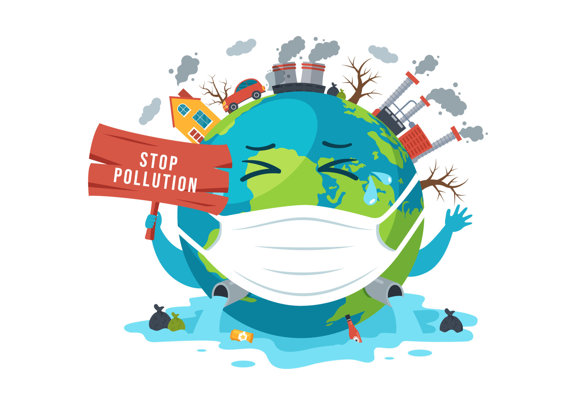 National Pollution Prevention Day for Awareness Campaign About Factory,  Forest or Vehicle Problems in Template Hand Drawn Cartoon Flat Illustration  12807392 Vector Art at Vecteezy