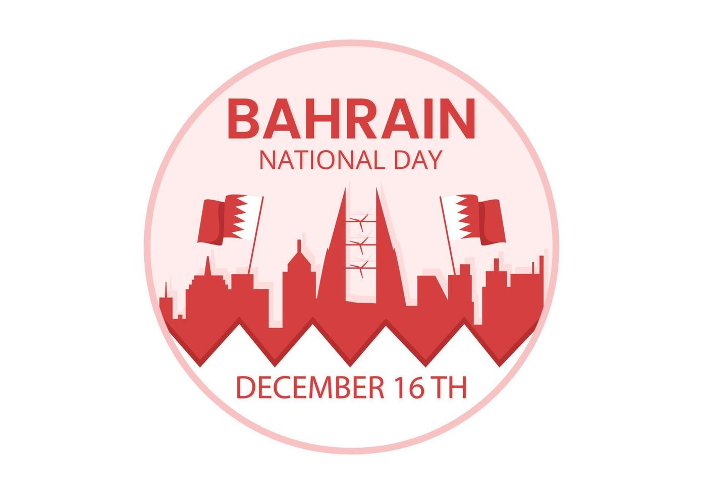 Bahrain National Day or Independence Template Hand Drawn Cartoon Flat Illustration with Wavy Flag in 16th of December Patriotic Holiday Design vector