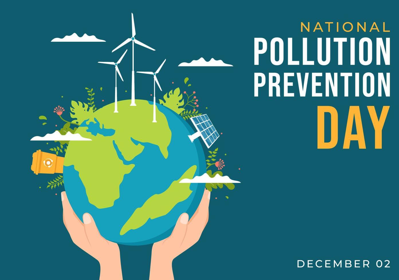 National Pollution Prevention Day for Awareness Campaign About Factory, Forest or Vehicle Problems in Template Hand Drawn Cartoon Flat Illustration vector